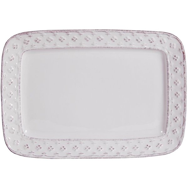 Commander In Chef 12 in. Petite Fleur Rectangle Plate, Ant White CO2586399